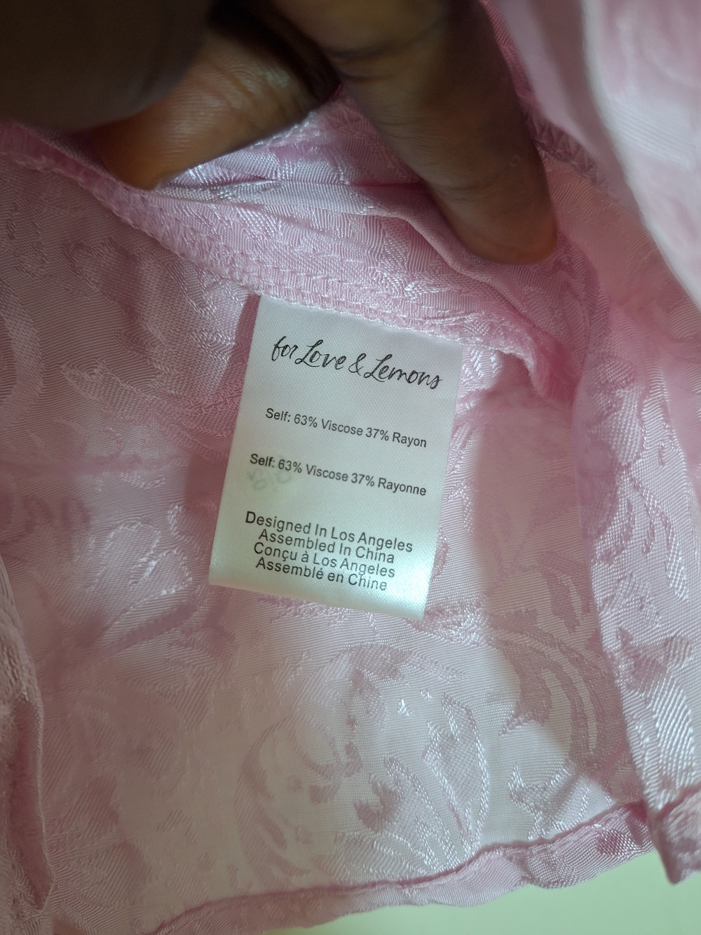 For Love And Lemons Pale Pink Floral Jacquard Mini Dress with Bow - Picture 5 of 7